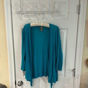 Chico's aqua blue Open Front Cardigan Sweater lightweight
